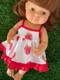 Dress Set - to suit 38cm Miniland Doll - Sundress - Strawberry