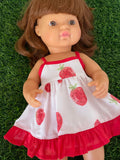 Dress Set - to suit 38cm Miniland Doll - Sundress - Strawberry