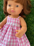 Dress Set - to suit 38cm Miniland Doll - Sundress - Candy Pink Gingham