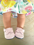 T Bar Shoes to suit 38cm Miniland Doll - Loafer - Pale Pink