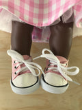 Trainers. Lace up Shoes to suit 38cm Miniland Doll - Canvas - Denim Pink