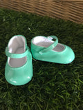 Mary Jane Shoes to suit 38cm Miniland Doll - Patent Jade