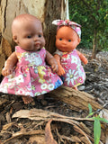 Dress Set - to suit 21cm Miniland Doll - May Gibbs - Snugglepot and Cuddlepie - Pink