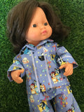 Pyjama Set to suit 38cm Miniland Doll - Bluey - Sweet Dreams
