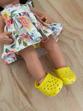Croc Style shoes to suit 38cm Miniland Doll - Yellow