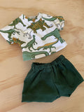 Shorts Set - to suit 32cm Miniland doll - Dino T and Green Shorts