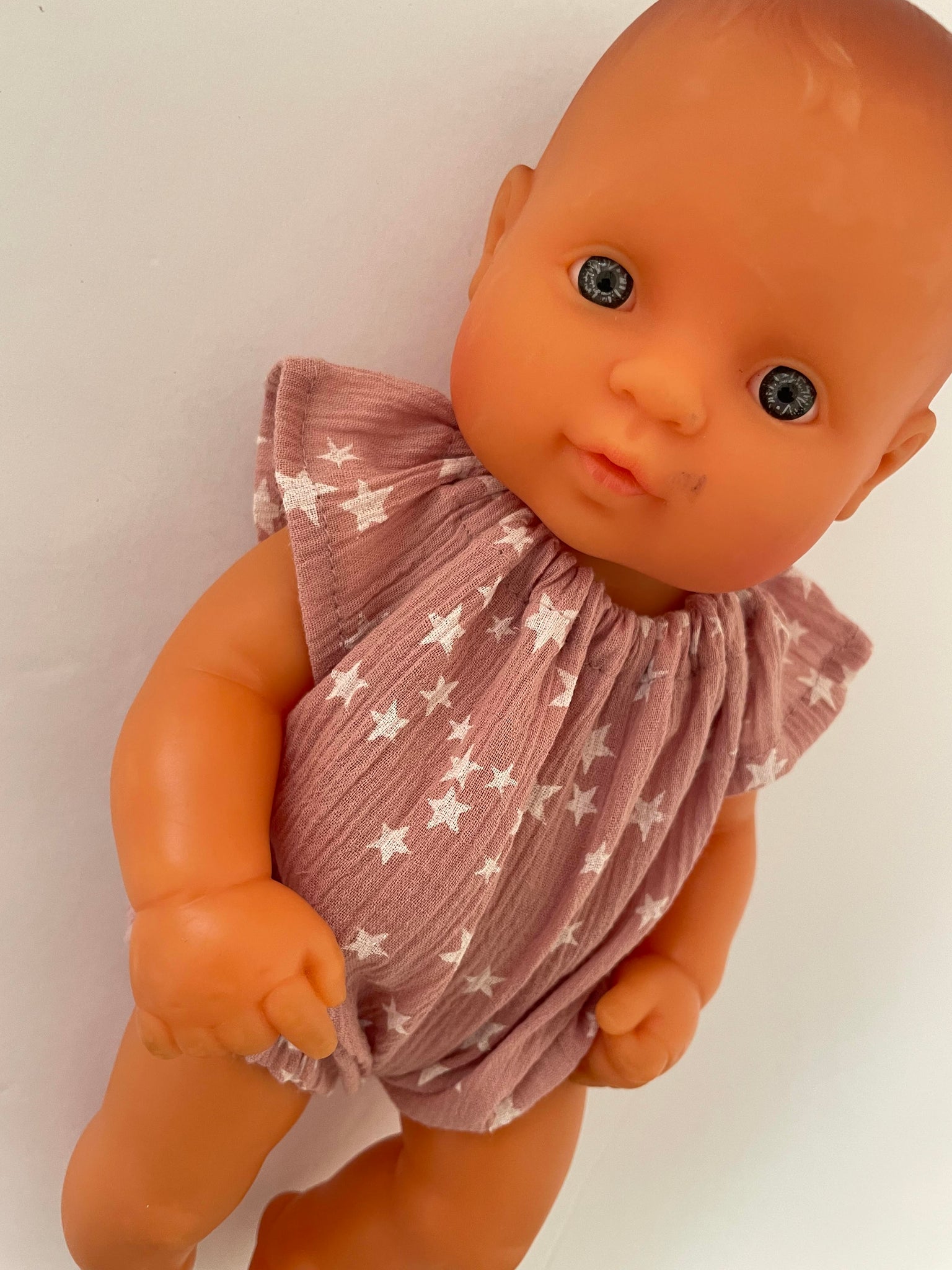 Romper - to suit 32cm (Hard Body) Miniland Doll - White Stars