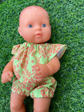Romper - to suit 32cm (Hard Body) Miniland Doll - Contrasting Fleur - Orange