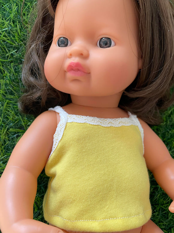 Singlet to suit 38cm Miniland Doll - Bright Yellow