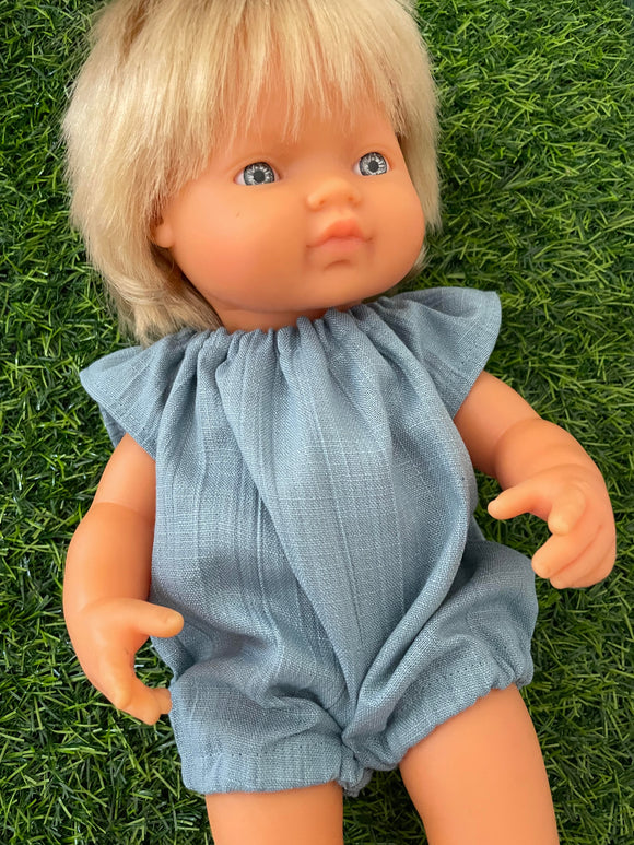 Romper - to suit 38cm Miniland Doll - Blue