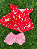 Dress Set - to suit 21cm Miniland Doll - Vintage spring red