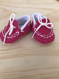 Moccasin Shoes to suit 38cm Miniland Doll - Dark Pink