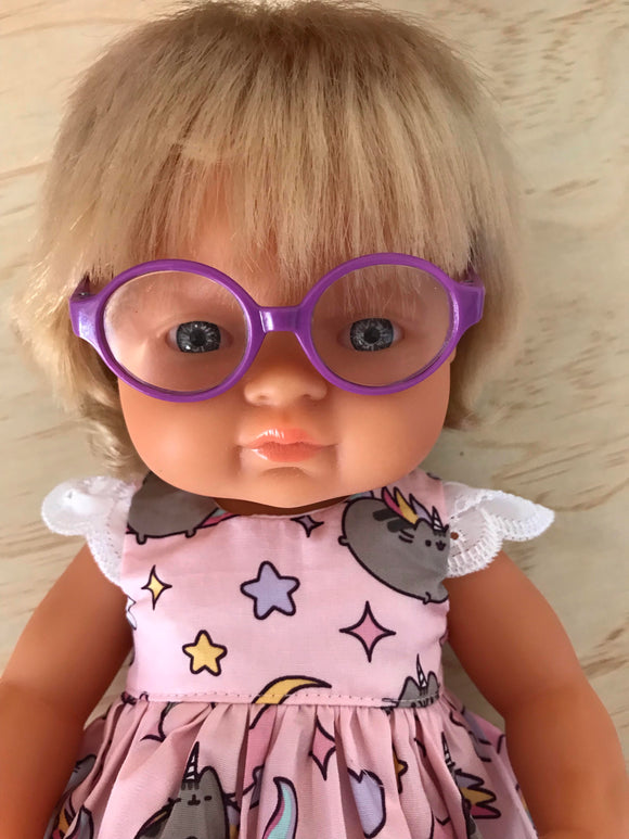 Doll Glasses - Clear lens - spectacle style - Classic - Purple