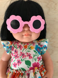 Doll Glasses - Tinted lens - Sun Glasses style - Flower - Pink