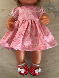 Shoes to suit 38cm Miniland Doll - Red with white polka dot