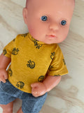 Shorts Set - to suit 32cm Miniland doll - Bees T and Charcoal Shorts