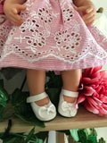 Mary Jane Shoes to suit 38cm Miniland Doll - Ivory White