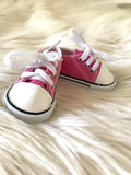 Trainers. Lace up Shoes to suit 38cm Miniland Doll - Canvas - Hot Pink
