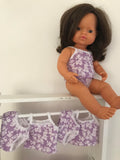 Underpants to suit 38cm Miniland Doll - Ditsy in lilac