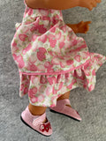 Mary Jane Shoes to suit 38cm Miniland Doll - Pink and red flowers