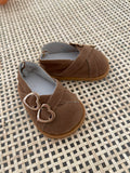 Flats Shoes to suit 38cm Miniland Doll - Chocolate faux suede