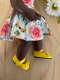 Mary Jane Shoes to suit 38cm Miniland Doll - Bright Yellow