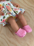 Croc Style shoes to suit 38cm Miniland Doll - Pale Pink