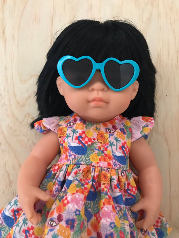 Doll Glasses - Hearts - Turquoise